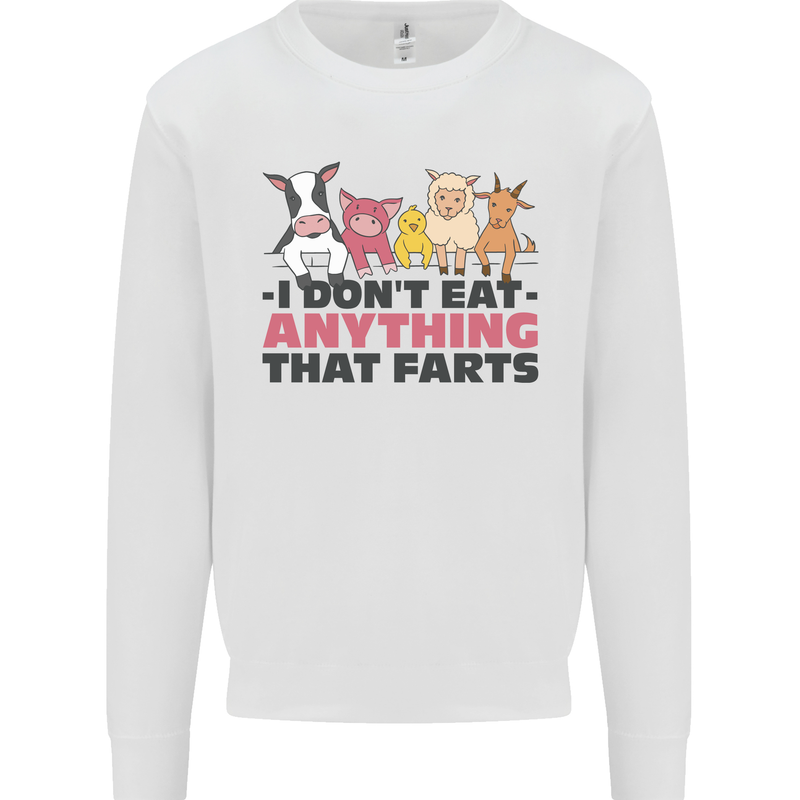 Anything That Farts Funny Vegan Vegetarian Mens Sweatshirt Jumper White