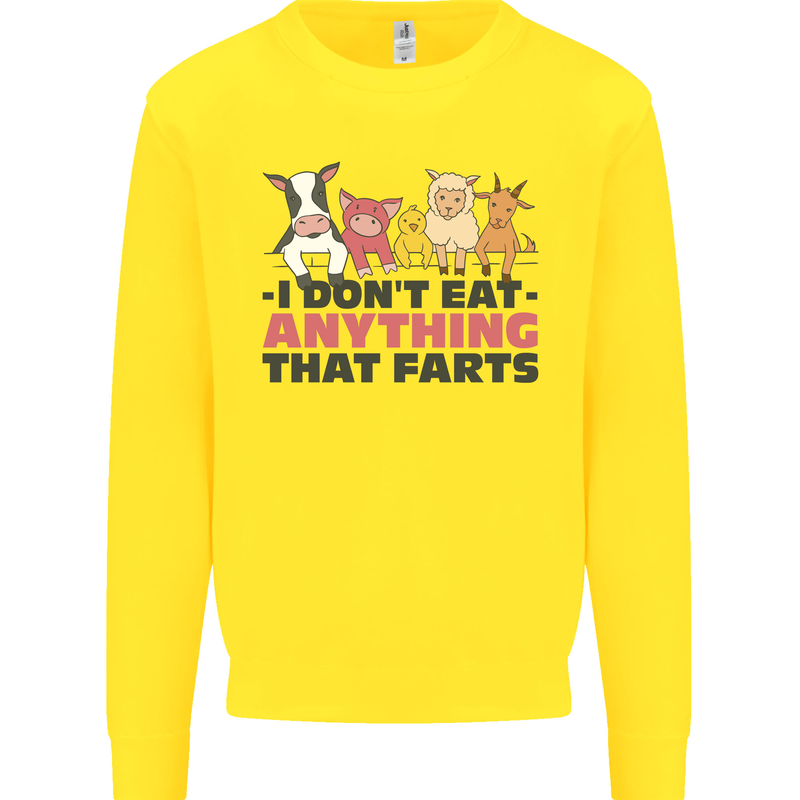 Anything That Farts Funny Vegan Vegetarian Mens Sweatshirt Jumper Yellow