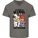 Anything That Farts Funny Vegan Vegetarian Mens V-Neck Cotton T-Shirt Charcoal