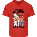 Anything That Farts Funny Vegan Vegetarian Mens V-Neck Cotton T-Shirt Red