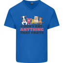 Anything That Farts Funny Vegan Vegetarian Mens V-Neck Cotton T-Shirt Royal Blue