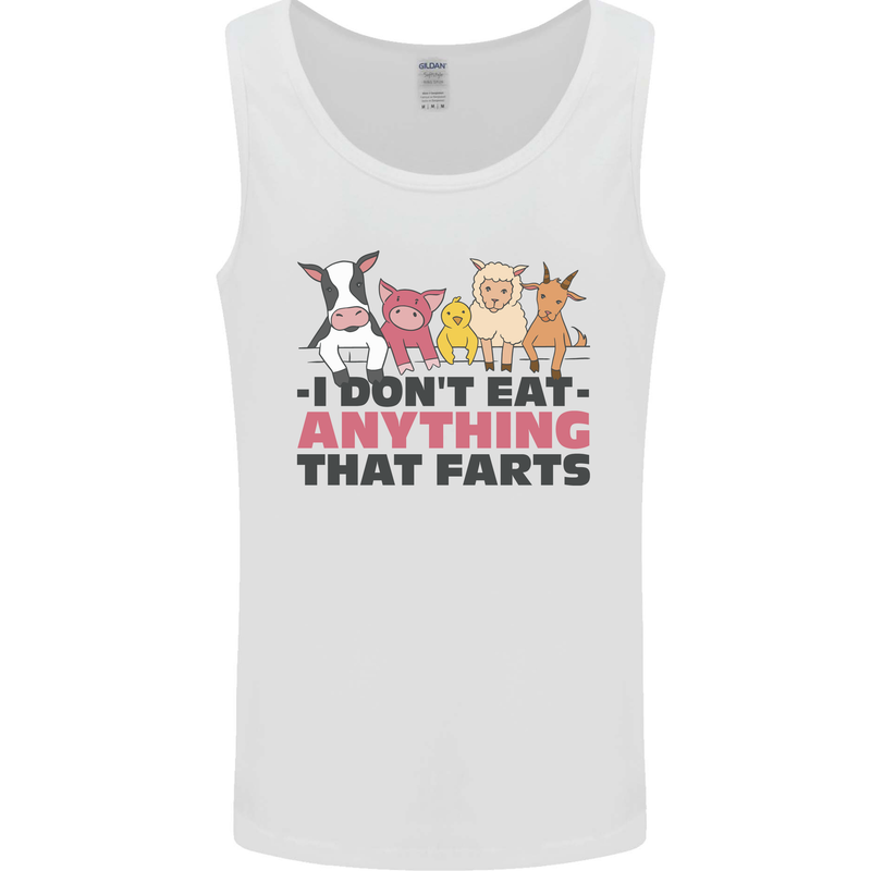 Anything That Farts Funny Vegan Vegetarian Mens Vest Tank Top White