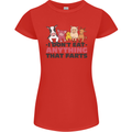 Anything That Farts Funny Vegan Vegetarian Womens Petite Cut T-Shirt Red
