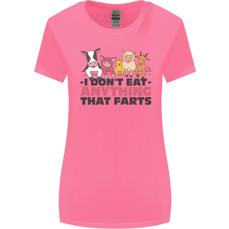 Anything That Farts Funny Vegan Vegetarian Womens Wider Cut T-Shirt Azalea