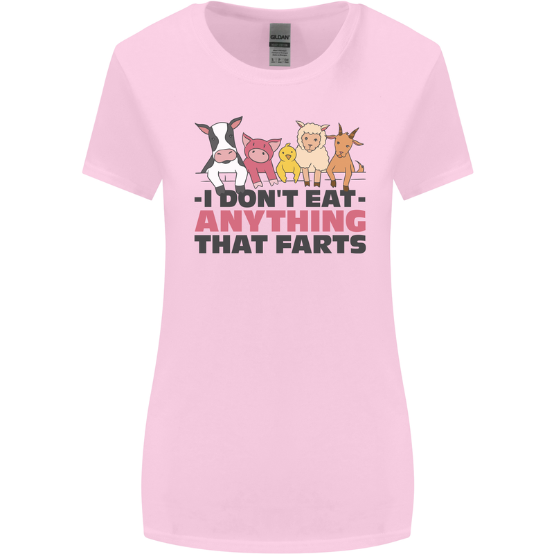 Anything That Farts Funny Vegan Vegetarian Womens Wider Cut T-Shirt Light Pink