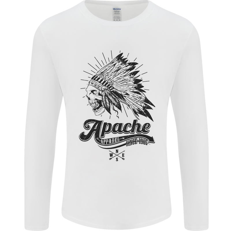 Apache Apparel Motorbike Motorcycle Biker Mens Long Sleeve T-Shirt White