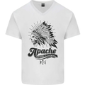 Apache Apparel Motorbike Motorcycle Biker Mens V-Neck Cotton T-Shirt White