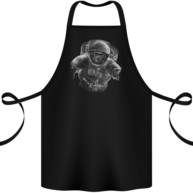 Ape Astronaut Spaceman Gorilla Cotton Apron 100% Organic Black