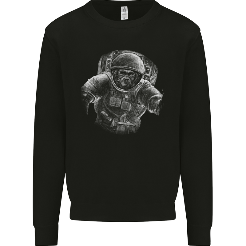 Ape Astronaut Spaceman Gorilla Mens Sweatshirt Jumper Black