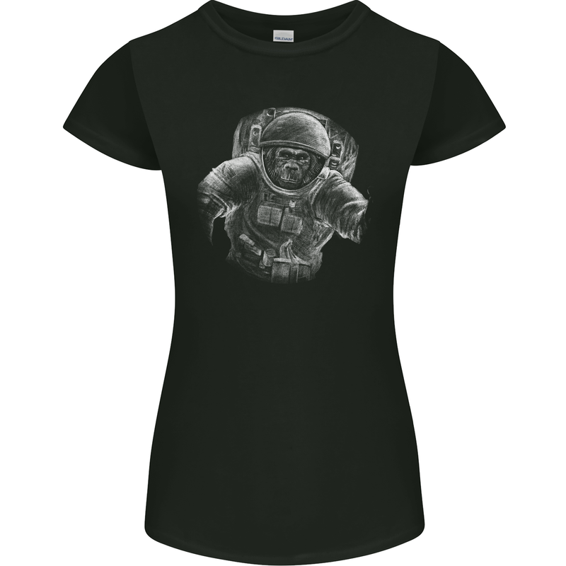 Ape Astronaut Spaceman Gorilla Womens Petite Cut T-Shirt Black