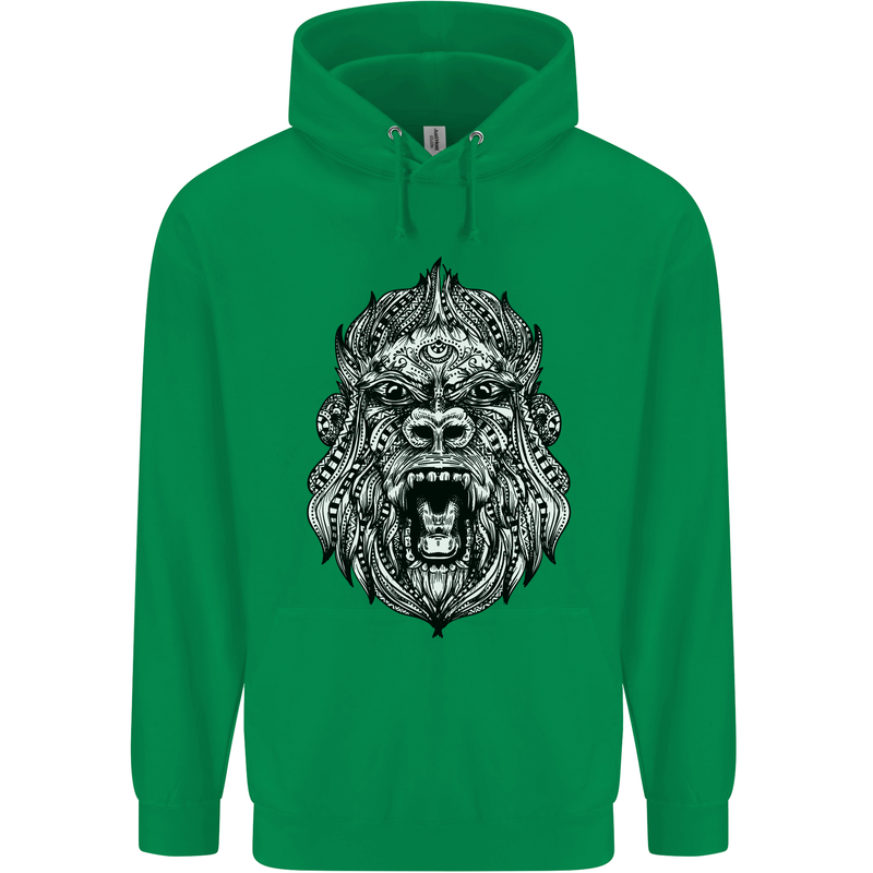Ape Mandala Art Childrens Kids Hoodie Irish Green
