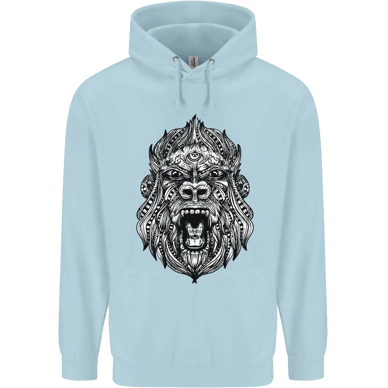 Ape Mandala Art Childrens Kids Hoodie Light Blue