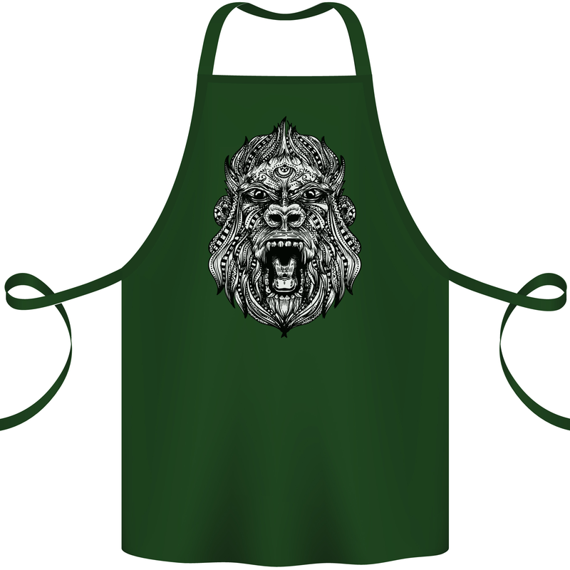 Ape Mandala Art Cotton Apron 100% Organic Forest Green