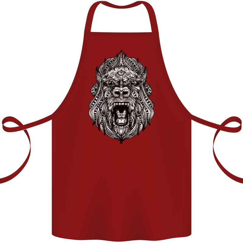 Ape Mandala Art Cotton Apron 100% Organic Maroon