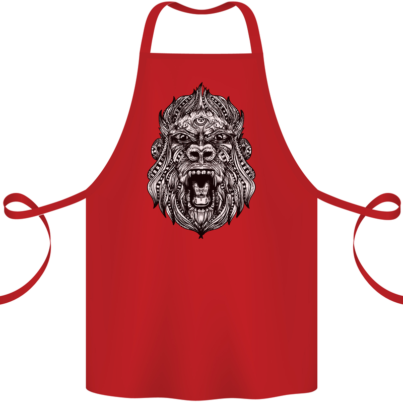 Ape Mandala Art Cotton Apron 100% Organic Red