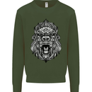 Ape Mandala Art Kids Sweatshirt Jumper Forest Green