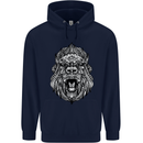 Ape Mandala Art Mens 80% Cotton Hoodie Navy Blue