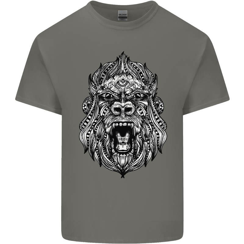 Ape Mandala Art Mens Cotton T-Shirt Tee Top Charcoal