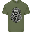 Ape Mandala Art Mens Cotton T-Shirt Tee Top Military Green