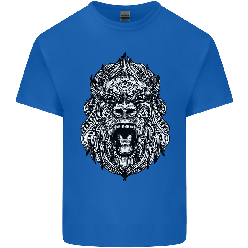 Ape Mandala Art Mens Cotton T-Shirt Tee Top Royal Blue