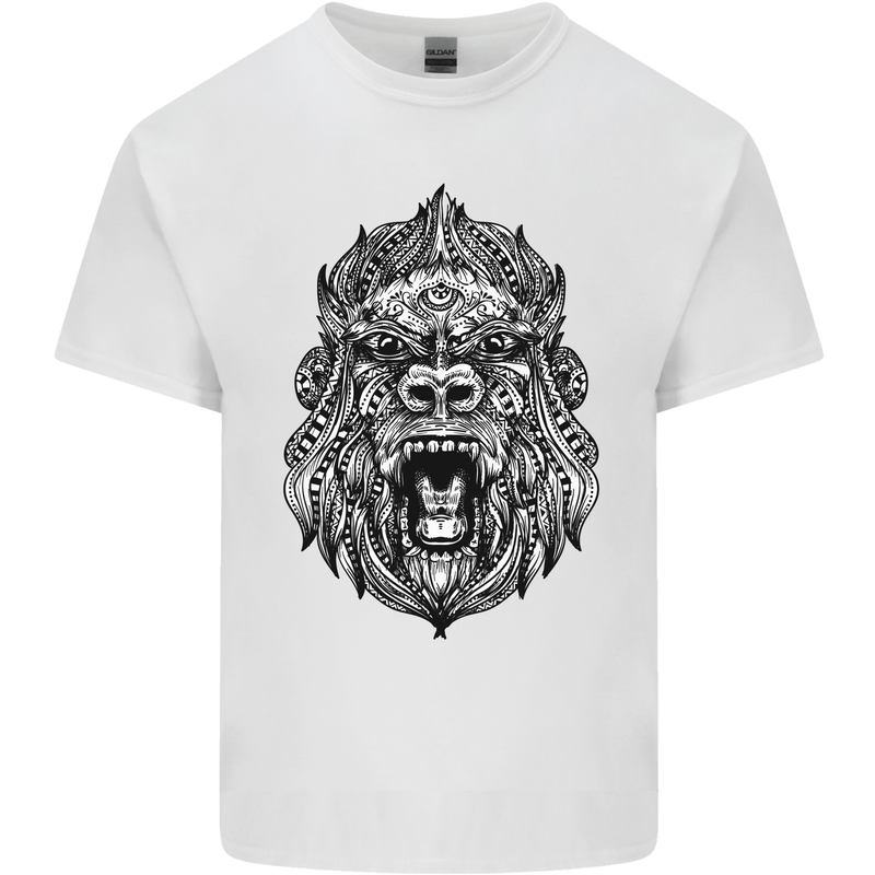 Ape Mandala Art Mens Cotton T-Shirt Tee Top White