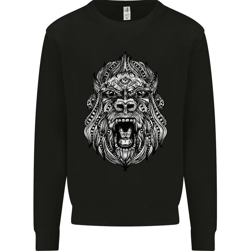 Ape Mandala Art Mens Sweatshirt Jumper Black