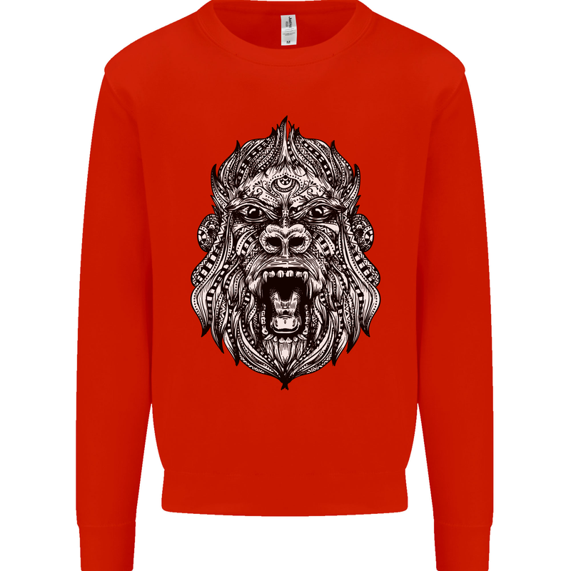Ape Mandala Art Mens Sweatshirt Jumper Bright Red