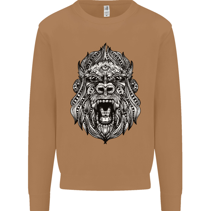 Ape Mandala Art Mens Sweatshirt Jumper Caramel Latte