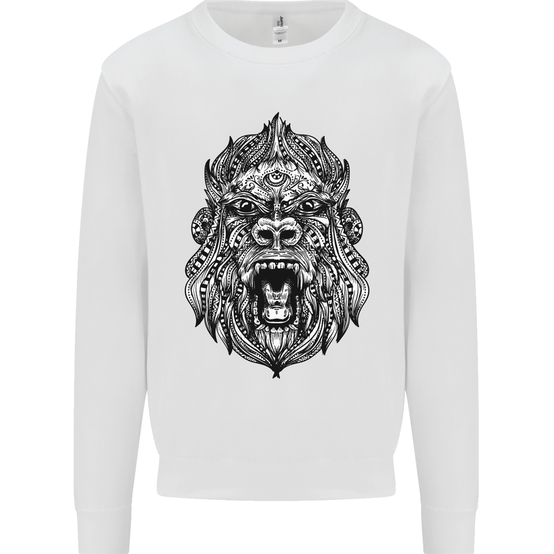 Ape Mandala Art Mens Sweatshirt Jumper White