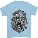 Ape Mandala Art Mens T-Shirt 100% Cotton Light Blue