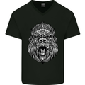 Ape Mandala Art Mens V-Neck Cotton T-Shirt Black