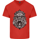 Ape Mandala Art Mens V-Neck Cotton T-Shirt Red