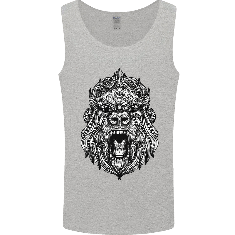 Ape Mandala Art Mens Vest Tank Top Sports Grey