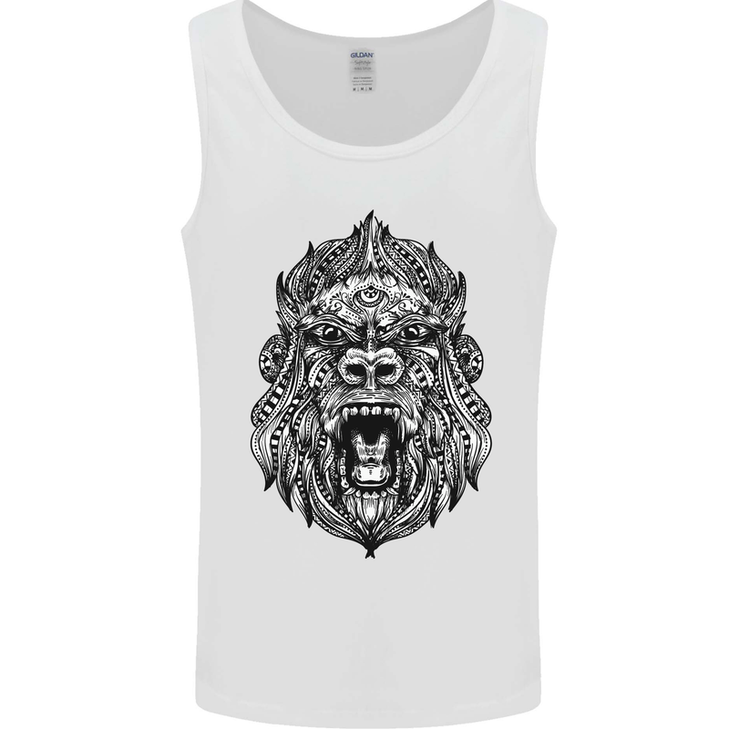 Ape Mandala Art Mens Vest Tank Top White