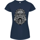 Ape Mandala Art Womens Petite Cut T-Shirt Navy Blue