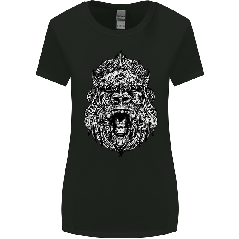 Ape Mandala Art Womens Wider Cut T-Shirt Black