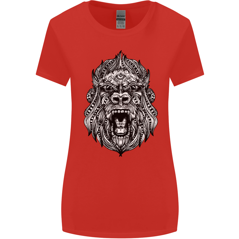Ape Mandala Art Womens Wider Cut T-Shirt Red