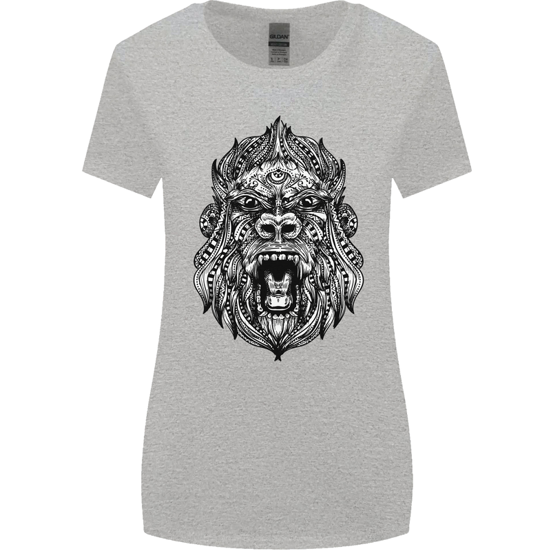 Ape Mandala Art Womens Wider Cut T-Shirt Sports Grey