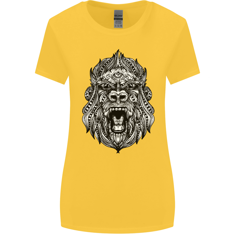 Ape Mandala Art Womens Wider Cut T-Shirt Yellow