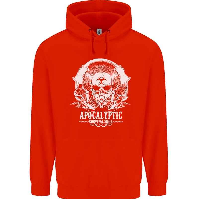 Apocalyptic Survival Skill Skull Gaming Mens 80% Cotton Hoodie Bright Red