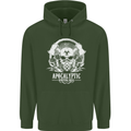 Apocalyptic Survival Skill Skull Gaming Mens 80% Cotton Hoodie Forest Green