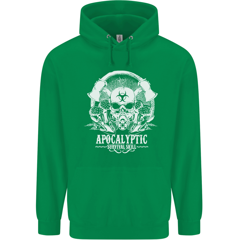 Apocalyptic Survival Skill Skull Gaming Mens 80% Cotton Hoodie Irish Green