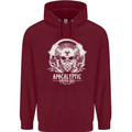 Apocalyptic Survival Skill Skull Gaming Mens 80% Cotton Hoodie Maroon