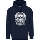 Apocalyptic Survival Skill Skull Gaming Mens 80% Cotton Hoodie Navy Blue