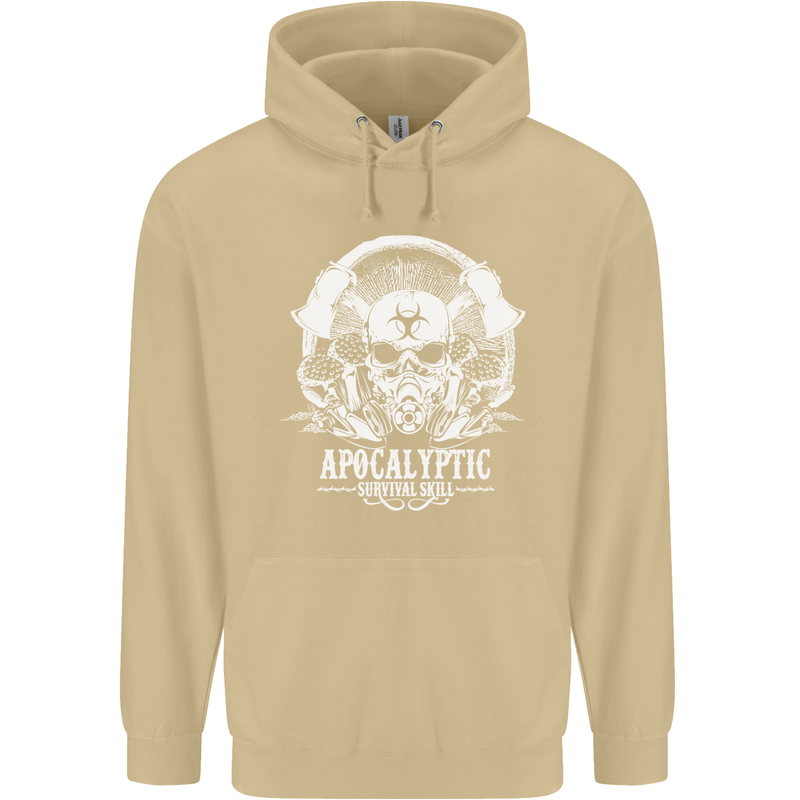 Apocalyptic Survival Skill Skull Gaming Mens 80% Cotton Hoodie Sand