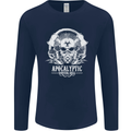 Apocalyptic Survival Skill Skull Gaming Mens Long Sleeve T-Shirt Navy Blue