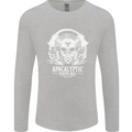 Apocalyptic Survival Skill Skull Gaming Mens Long Sleeve T-Shirt Sports Grey