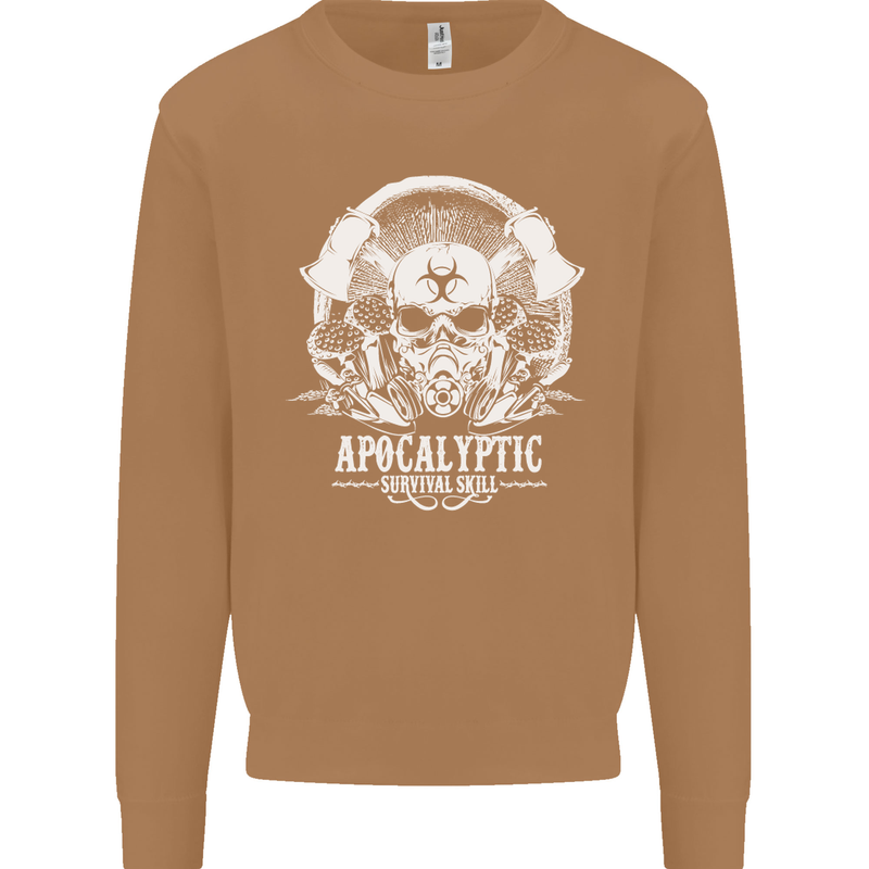 Apocalyptic Survival Skill Skull Gaming Mens Sweatshirt Jumper Caramel Latte