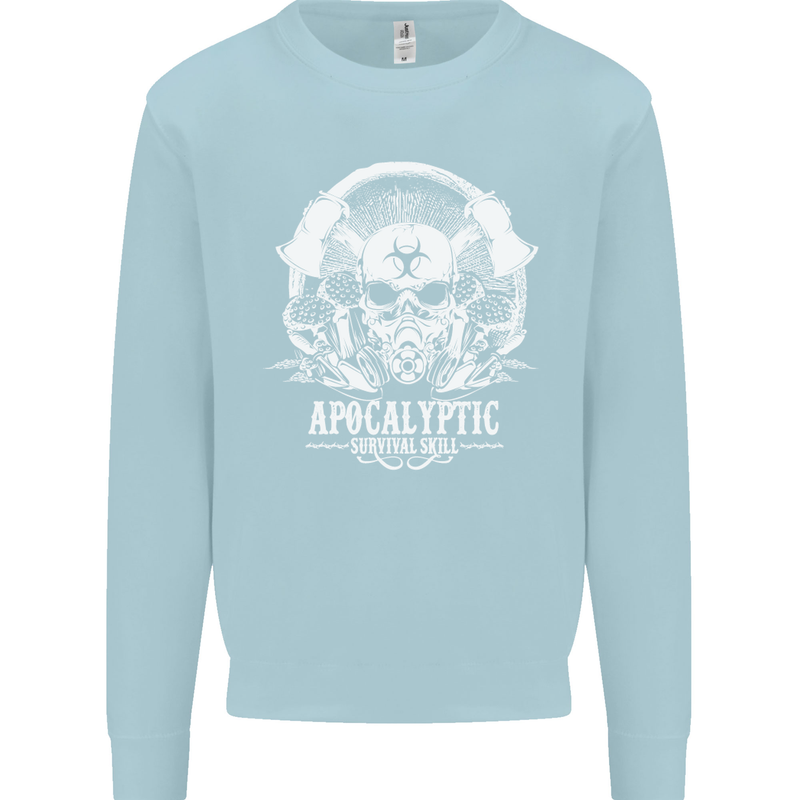 Apocalyptic Survival Skill Skull Gaming Mens Sweatshirt Jumper Light Blue