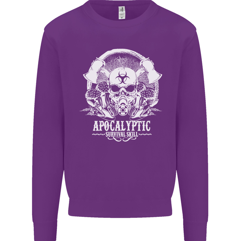 Apocalyptic Survival Skill Skull Gaming Mens Sweatshirt Jumper Purple